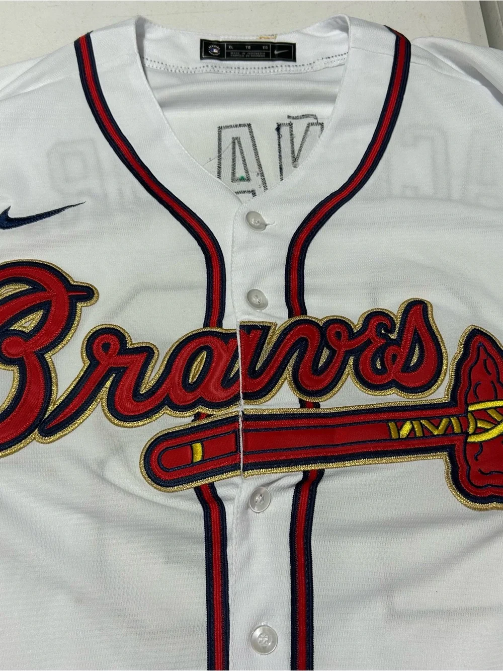 Nike 2021 World Series Champions Gold Jersey Atlanta Braves Ronald Acuña Jr. XL